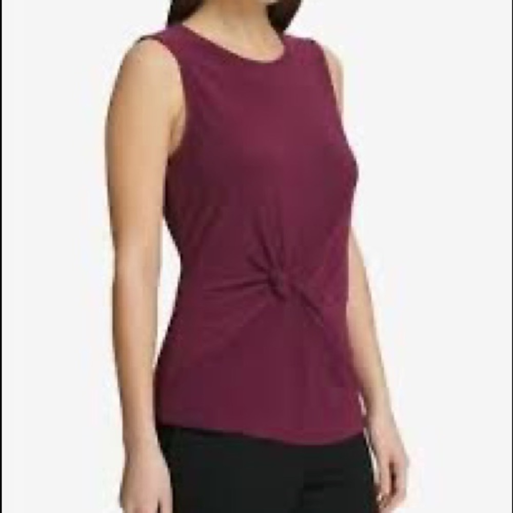 DKNY‎ Plumb Knotted Gathered Sleeveless Blouse